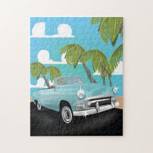 Cuba vintage car travel poster jigsaw puzzle