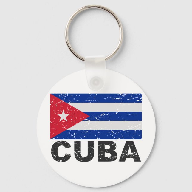 Cuba Vintage Flag Key Ring (Front)