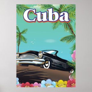 Cuba vintage style travel poster