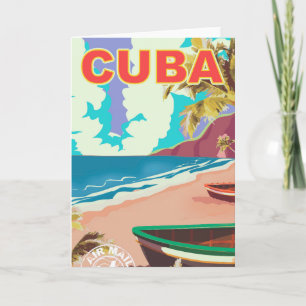 Cuba vintage travel poster holiday card