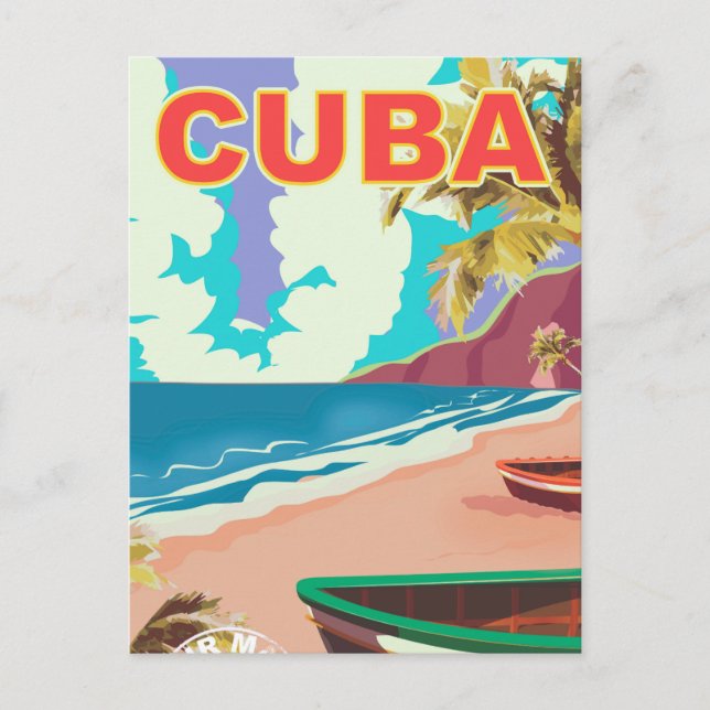 Cuba vintage travel poster postcard (Front)
