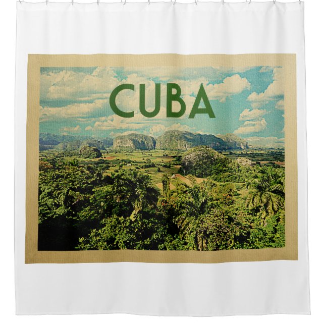 Cuba Vintage Travel Shower Curtain (Front)