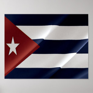 Cuba - Waving Flag - America - Poster