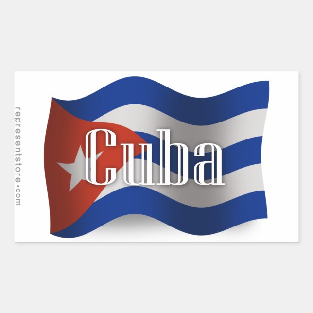 Cuba Waving Flag Rectangular Sticker (Front)