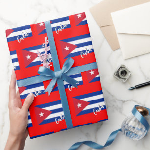 Cuba Wrapping Paper, Red Xmas, Cuban Flag patriots Paper