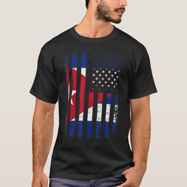 Cuban American Flag Cuban Roots Cuba America T-Shirt (Front)
