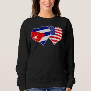 Cuban American Flag Heart Love Cuba USA Sweatshirt