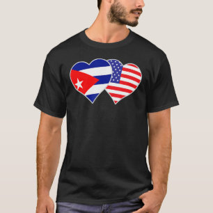 Cuban American Flag Heart Love Cuba USA T-Shirt