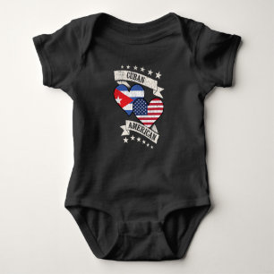 Cuban American Heart Flags Cuba America Baby Bodysuit