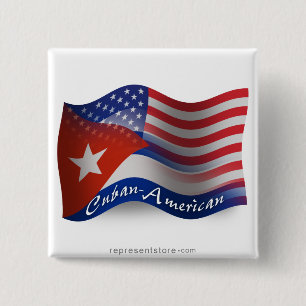 Cuban-American Waving Flag 15 Cm Square Badge