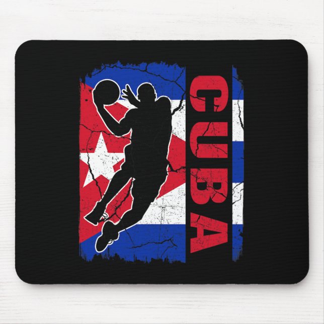 Cuban Basketball Player Cuba Flag Basketball Fans  Mouse Pad (Front)