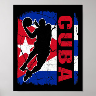 Cuban Basketball Player Cuba Flag Basketball Fans Poster