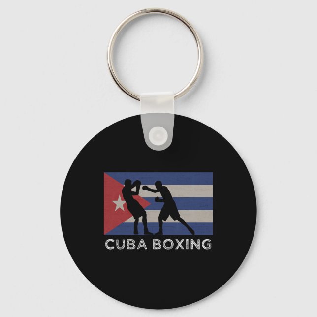 Cuban Boxer National Cuba Flag Boxing Gloves Graph Key Ring (Front)