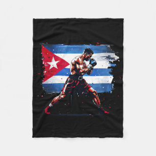 Cuban Boxer - Pride Cuba Boxing Vintage Box Gloves Fleece Blanket