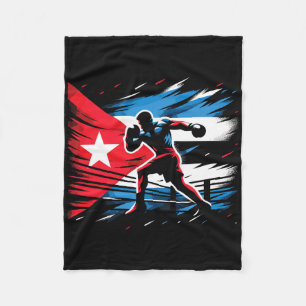 Cuban Boxing Champion Fighter Flag Art Fleece Blanket