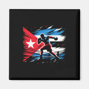 Cuban Boxing Champion Fighter Flag Art Magnet