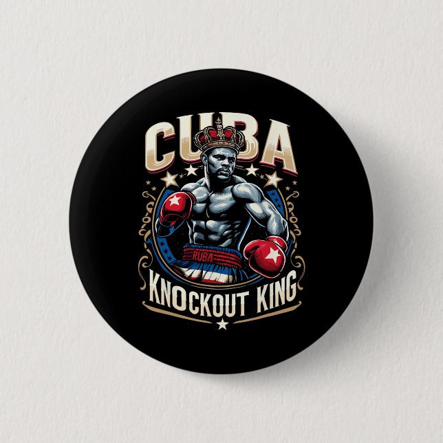 Cuban Boxing Knockout King Cuba Crown  6 Cm Round Badge (Front)