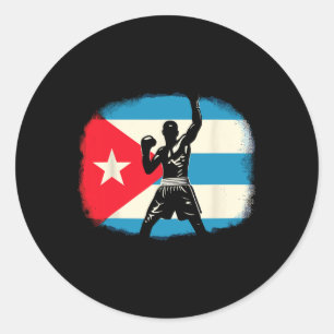 Cuban Boxing Power With Flag Pride Classic Round Sticker