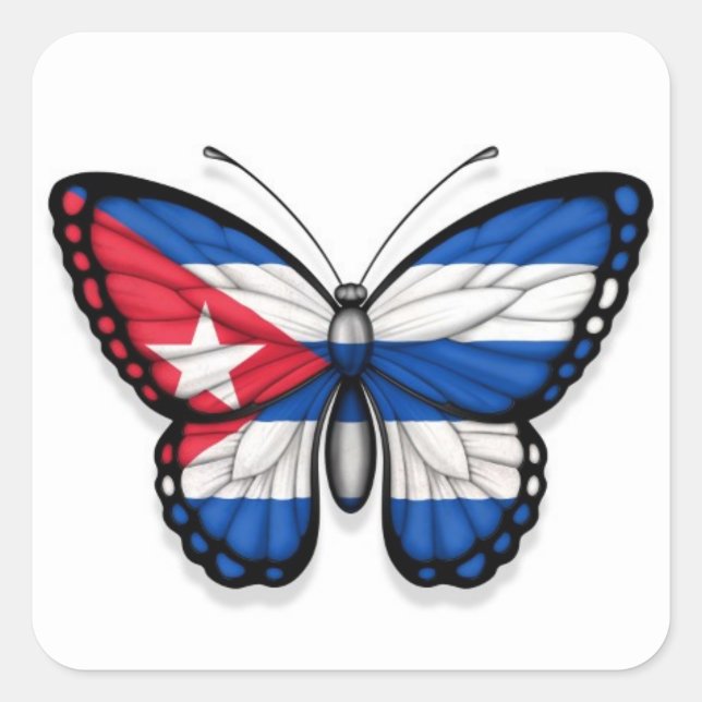 Cuban Butterfly Flag Square Sticker (Front)