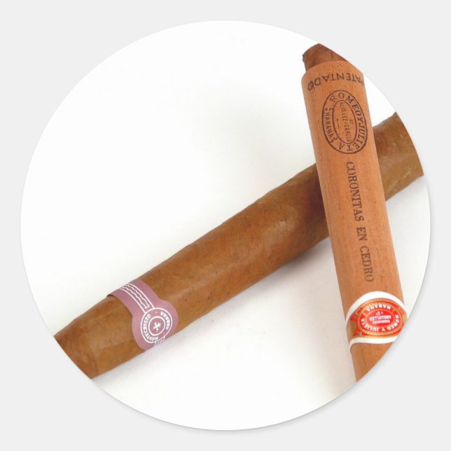 Cuban Cigars Classic Round Sticker (Front)
