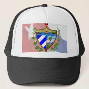 Cuban Coat of Arms on Cuban Flag Trucker Hat