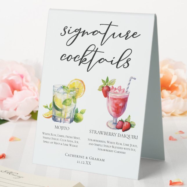 Cuban Cocktails Mojito Strawberry Daiquiri Menu (In SItu (Wedding))
