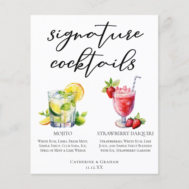 Cuban Cocktails Mojito Strawberry Daiquiri Menu (Front)