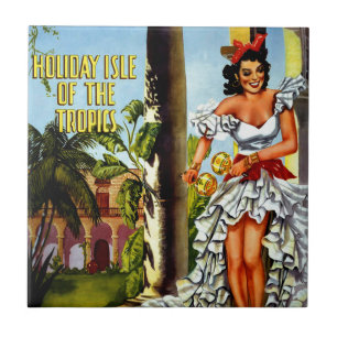 Cuban Dancer Vintage Travel Ceramic Tile