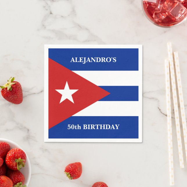 Cuban Flag Birthday Party Napkin (Insitu)