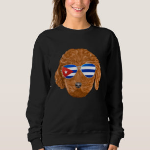 Cuban Flag Brown Poodle Dog Cuba Pocket Sweatshirt