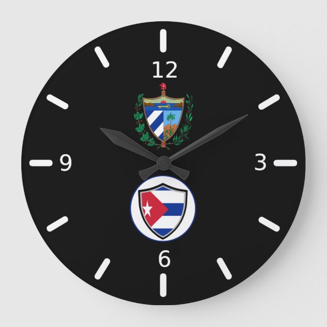Cuban flag-coat arms large clock (Front)