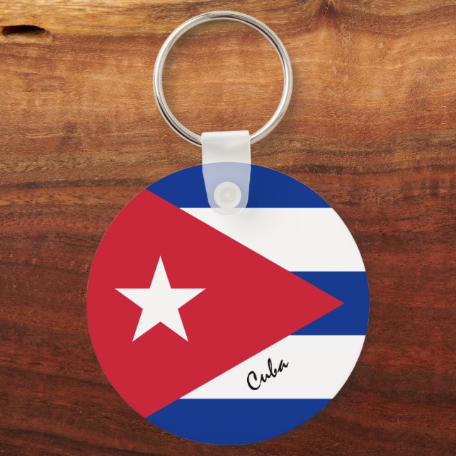 Cuban Flag & Cuba holiday, patriots /sports Key Ring (Front)