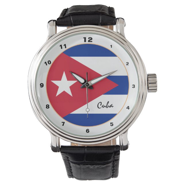Cuban Flag & Cuba trendy fashion /design watch (Front)