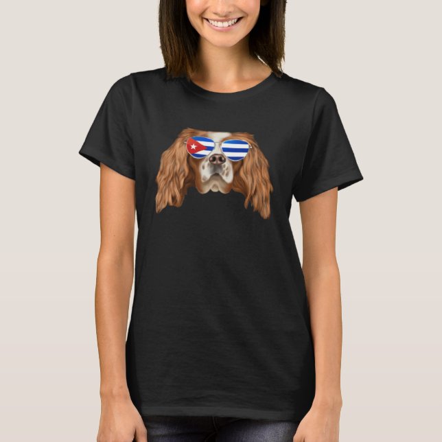 Cuban Flag English Toy Spaniel Dog Cuba Pocket T-Shirt (Front)