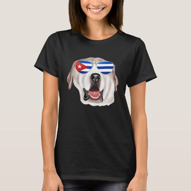 Cuban Flag Great Pyrenee Dog Cuba Pocket T-Shirt (Front)