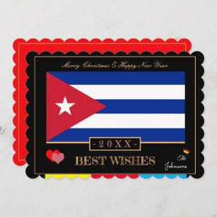 Cuban Flag & Happy New Year/Best Wishes Card Cuba
