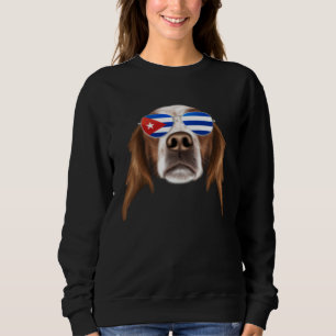 Cuban Flag Irish Red and White Setter Dog Cuba Poc Sweatshirt