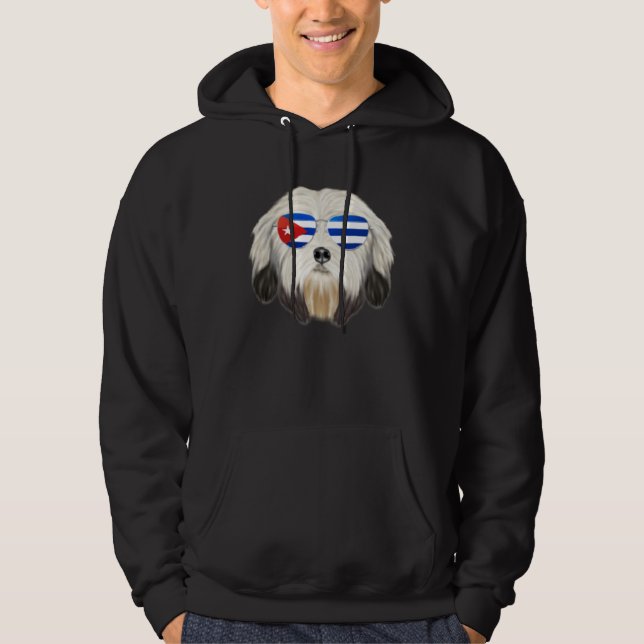 Cuban Flag Lowchen Dog Cuba Pocket Hoodie (Front)