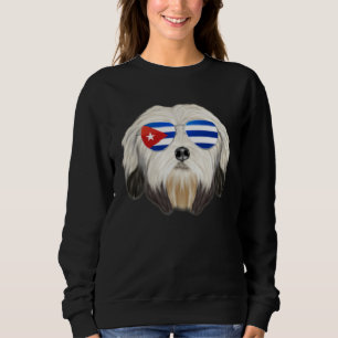 Cuban Flag Lowchen Dog Cuba Pocket Sweatshirt