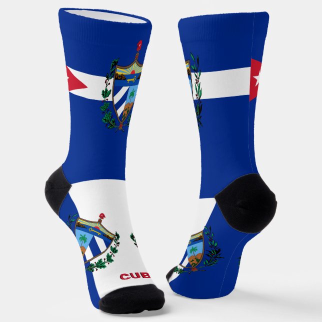 Cuban Flag Patriotic, Sustainable Cuba Premium Socks (Angled)