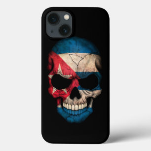 Cuban Flag Skull on Black iPhone 13 Case