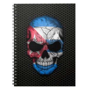 Cuban Flag Skull on Steel Mesh Graphic Notebook