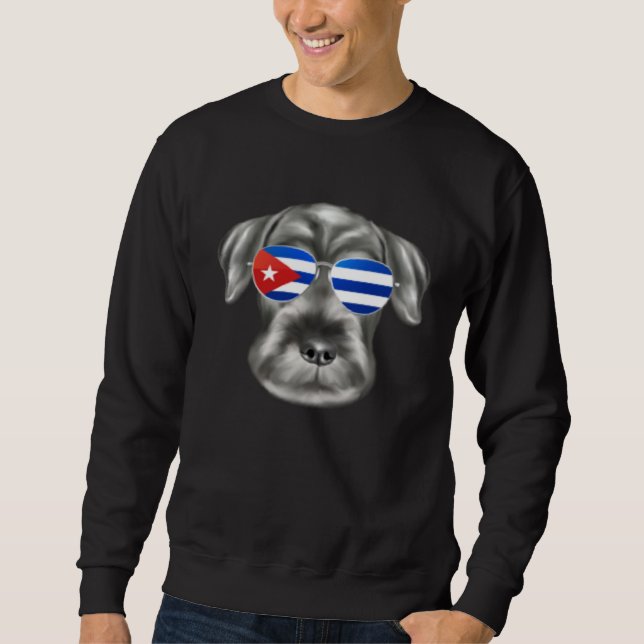 Cuban Flag Standard Schnauzer Dog Cuba Pocket Sweatshirt (Front)