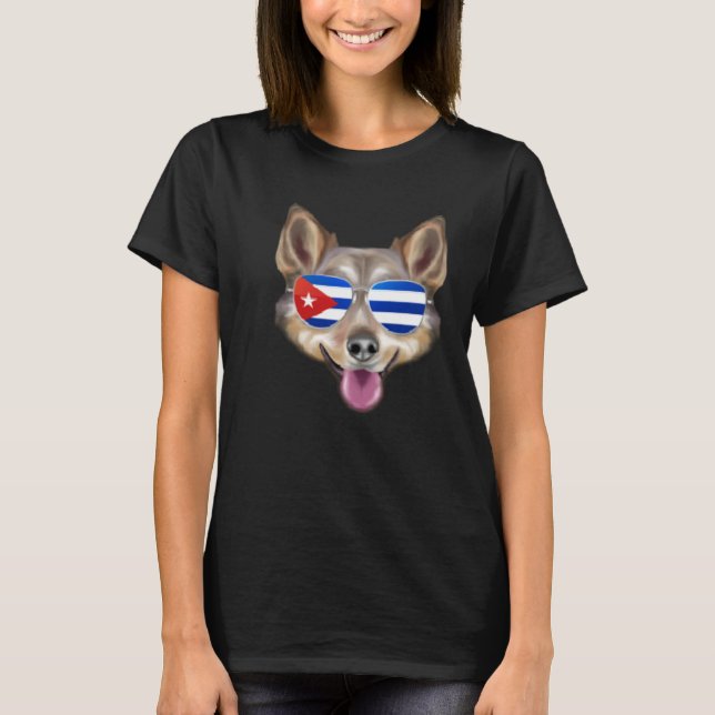 Cuban Flag Swedish Vallhund Dog Cuba Pocket T-Shirt (Front)