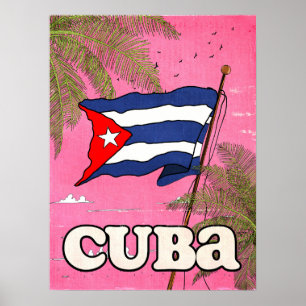 Cuban Flag Vintage Travel Poster