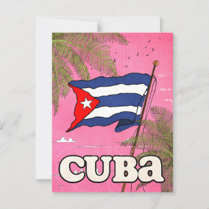 Cuban Flag Vintage Travel Poster Postcard