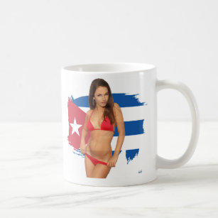Cuban flag with pin-up bikini girl design coffee mug