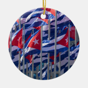Cuban flags, Havana, Cuba Ceramic Ornament