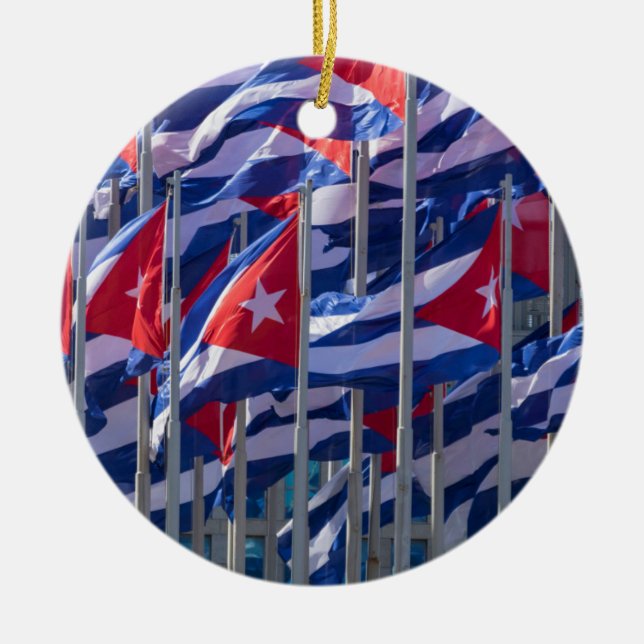 Cuban flags, Havana, Cuba Ceramic Ornament (Front)