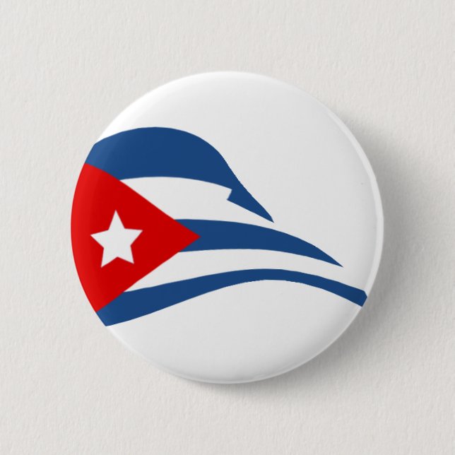 Cuban Flapping Flag Round Button Pin (Front)